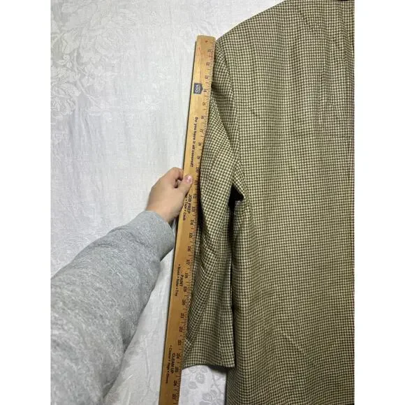 Vintage Burberrry London Sport Coat 43R Brown Tan Houndstooth Suit - Picture 15 of 15